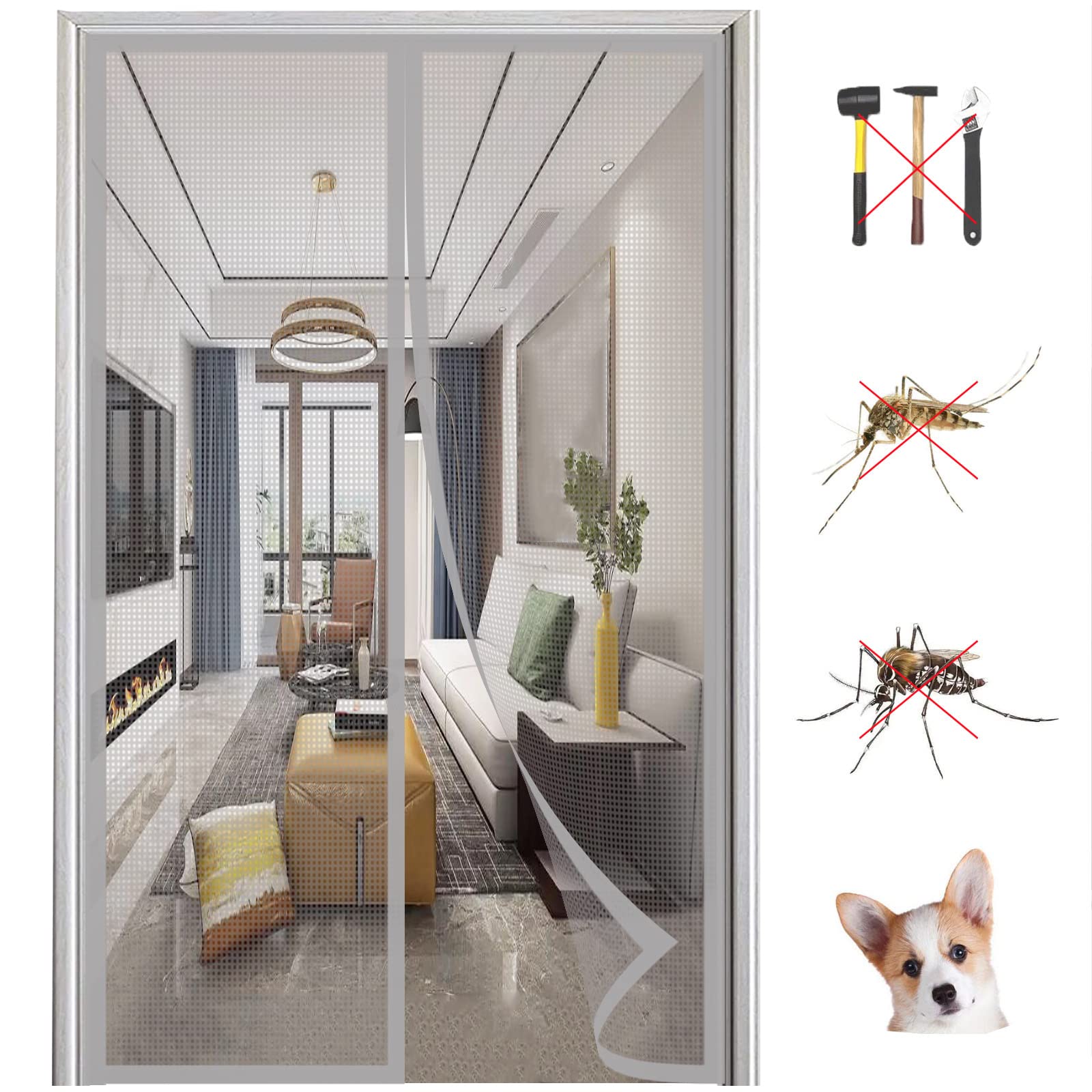Moustiquaire magnétique porte pour stopper les insectes sans abîmer les murs