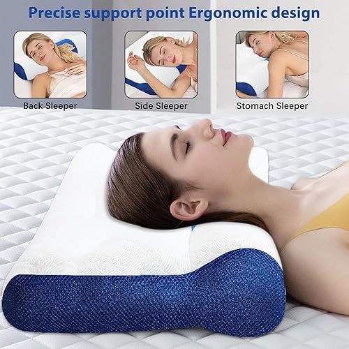 Miniatura 6 de Almohada ergonómica, almohada cervical para aliviar la tensión del cuello, almohada cervical para dormir, almohada cervical de apoyo cervical para