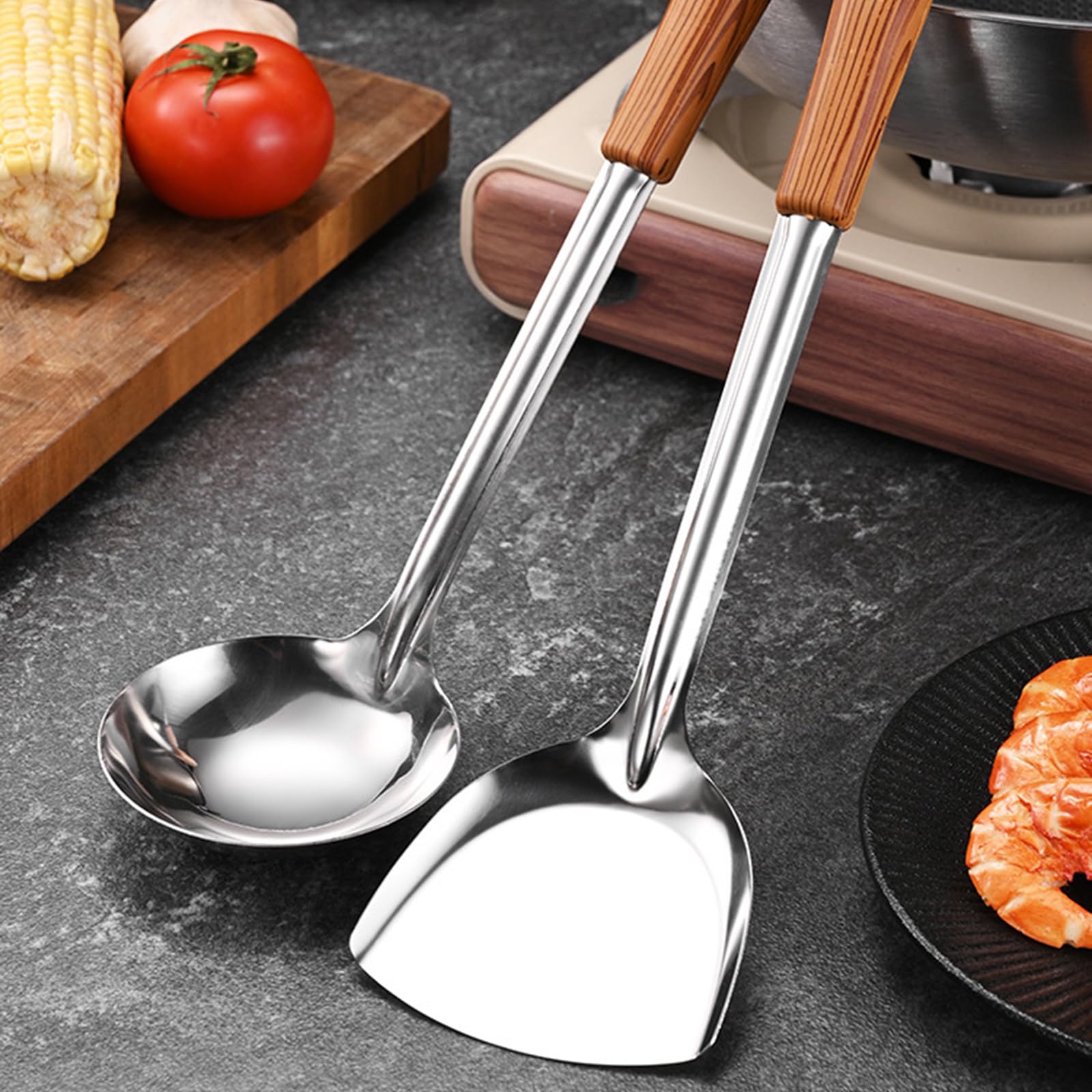 10 Stück Besteck 201 Edelstahl Küchenhelfer Küchenutensilien Kochutensilien Geeignet zum Kochen Menschen Geschenk