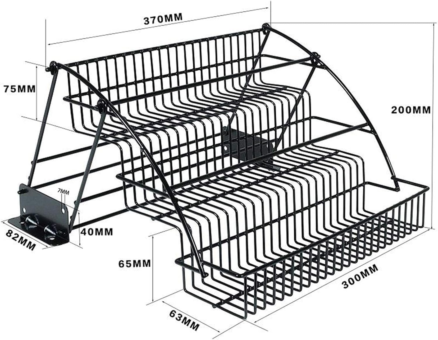3-Tier Retractable Storage Organiser, Pull Down Spice Rack Organizer, Metal Wrought Iron Kitchen Step Storage Holder Wall Shelf with Protection Railing, Metal Spice Organizer for Cabinet & Pantry