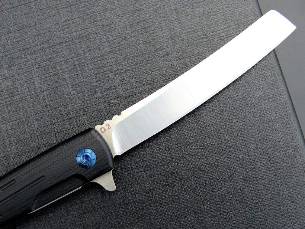 Eafengrow EF944 EDC Folding Knife D2 Steel Blade G10 Handle Reliable Locking Ball Bearing Flipper Knifes for Camping Survival Hiking (Black)