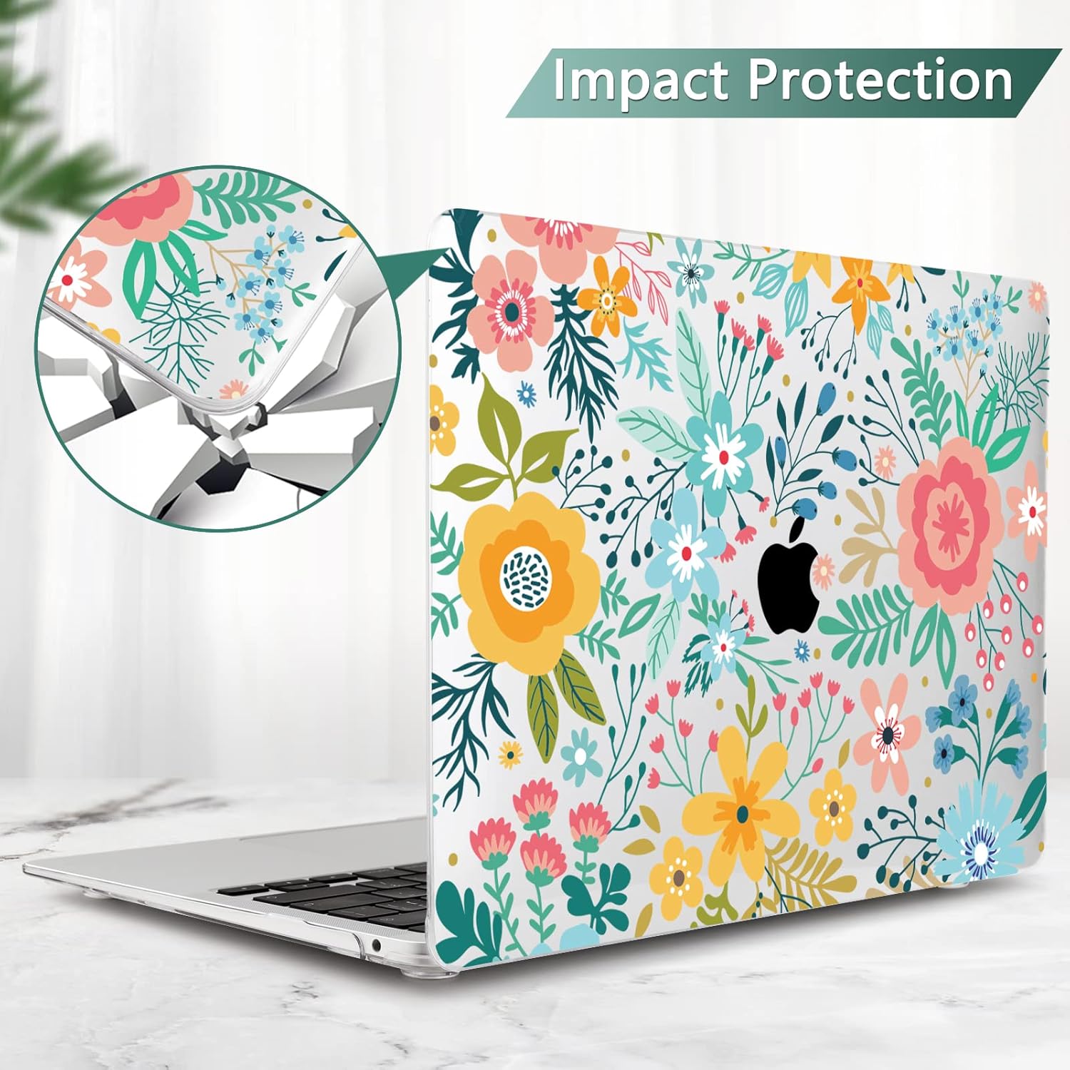 TWOLSKOO for MacBook Pro 16 Inch Case 2020 2019 Release Model A2141 with Touch Bar & Touch ID, Plastic Hard Shell Cover with Trackpad Film & Keyboard Cover & Screen Film, Abstract Flower