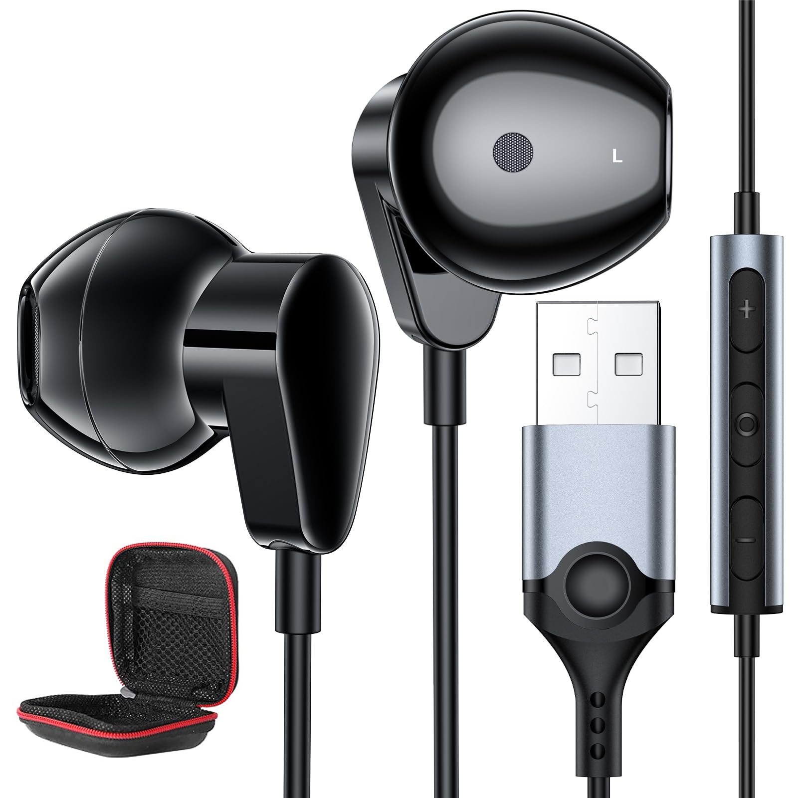 Auriculares PC para Portátil,USB Auriculares con Micrófono Cancelación Ruido Audifonos Gaming PC con Función Silencio Controles Audio Headset para Oficina Transmisión En Vivo PS 4 PS 5 Juegos Ligeros ClimeCo Certified