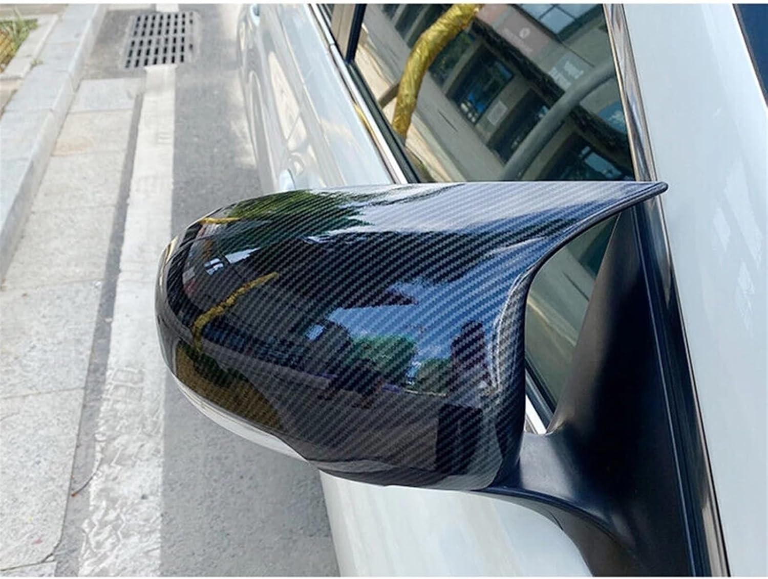 Kiyah Compatible for Mark X Reiz 2010-2017 Rearview Side Mirror Cover Wing Cap Exterior Door Rear View Case Trim Carbon Fiber Look Black (Color : Replace Type Carbon)