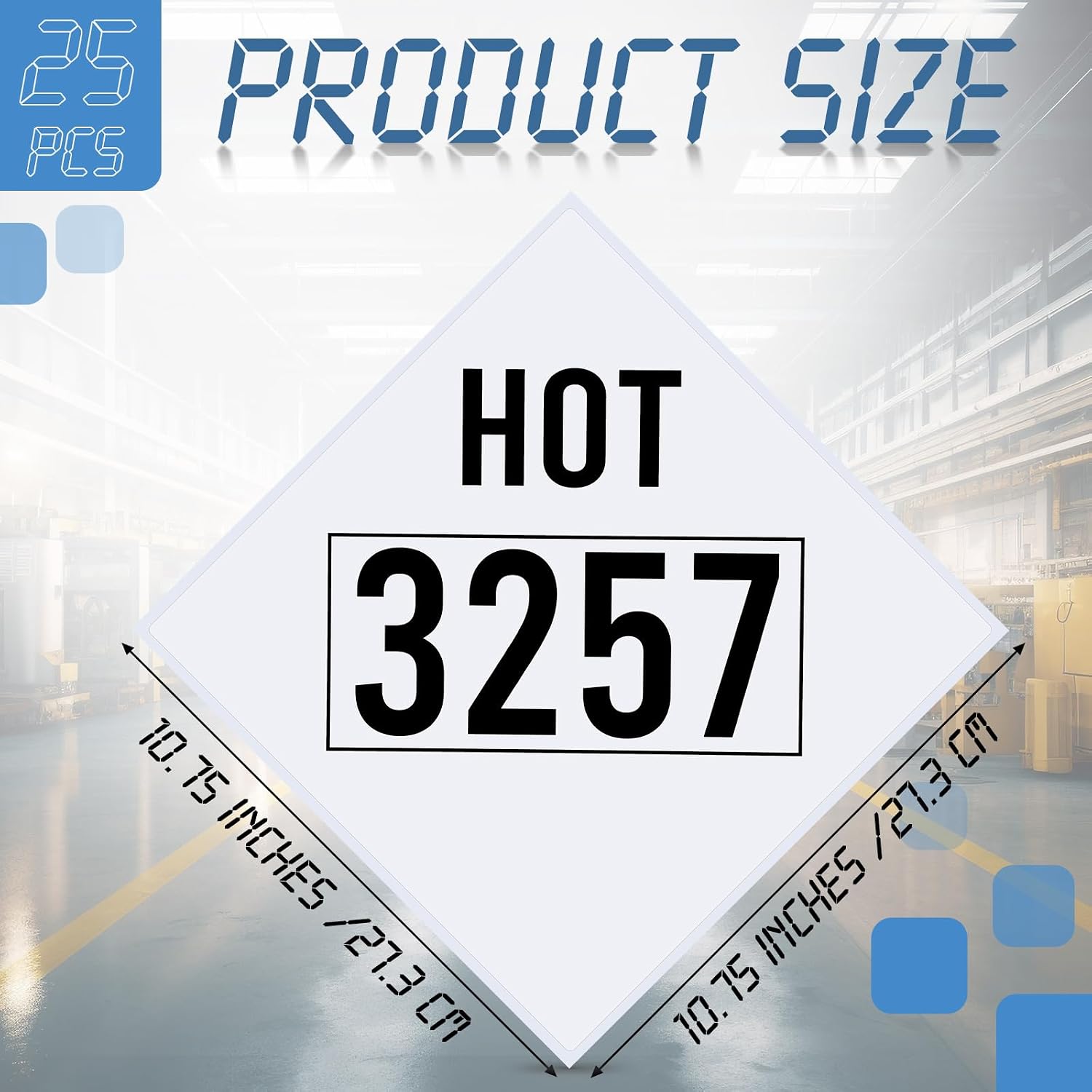 25 Pcs 3257 Hot Marking Placard, 10.75" x 10.75" Elevated Temperature Liquid Hot Placard Polycoated Tagboard for Temporary Applications