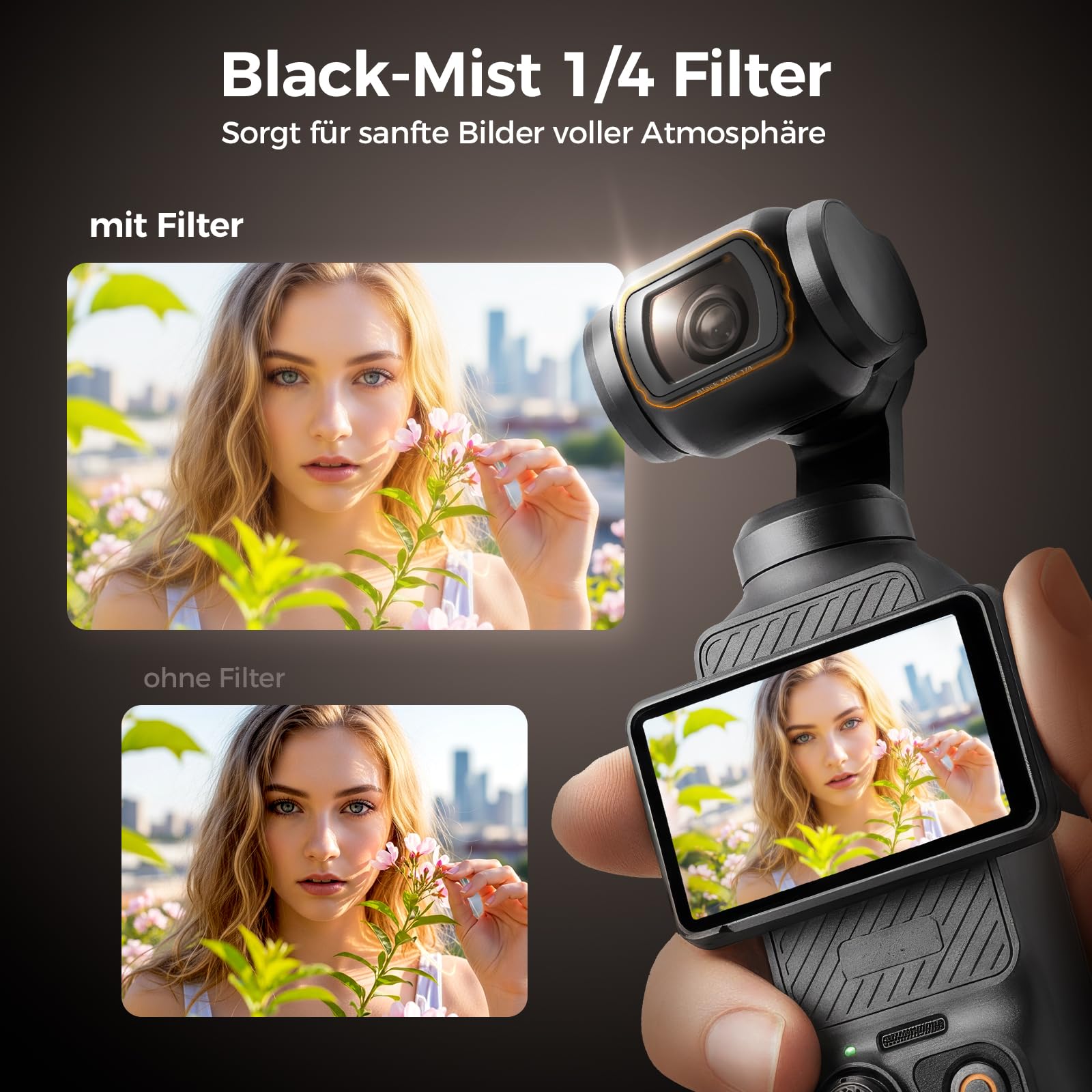 Rollei Magnetisches Filter Set Kompatibel mit DJI Osmo Pocket 3, Osmo Pocket 4, 3 in 1 Filters ND 2-32 + CPL + Black Mist 1/4 mit Optisches Glas Nano Beschichtungen, DJI-Pocket-3-4-Zubehör