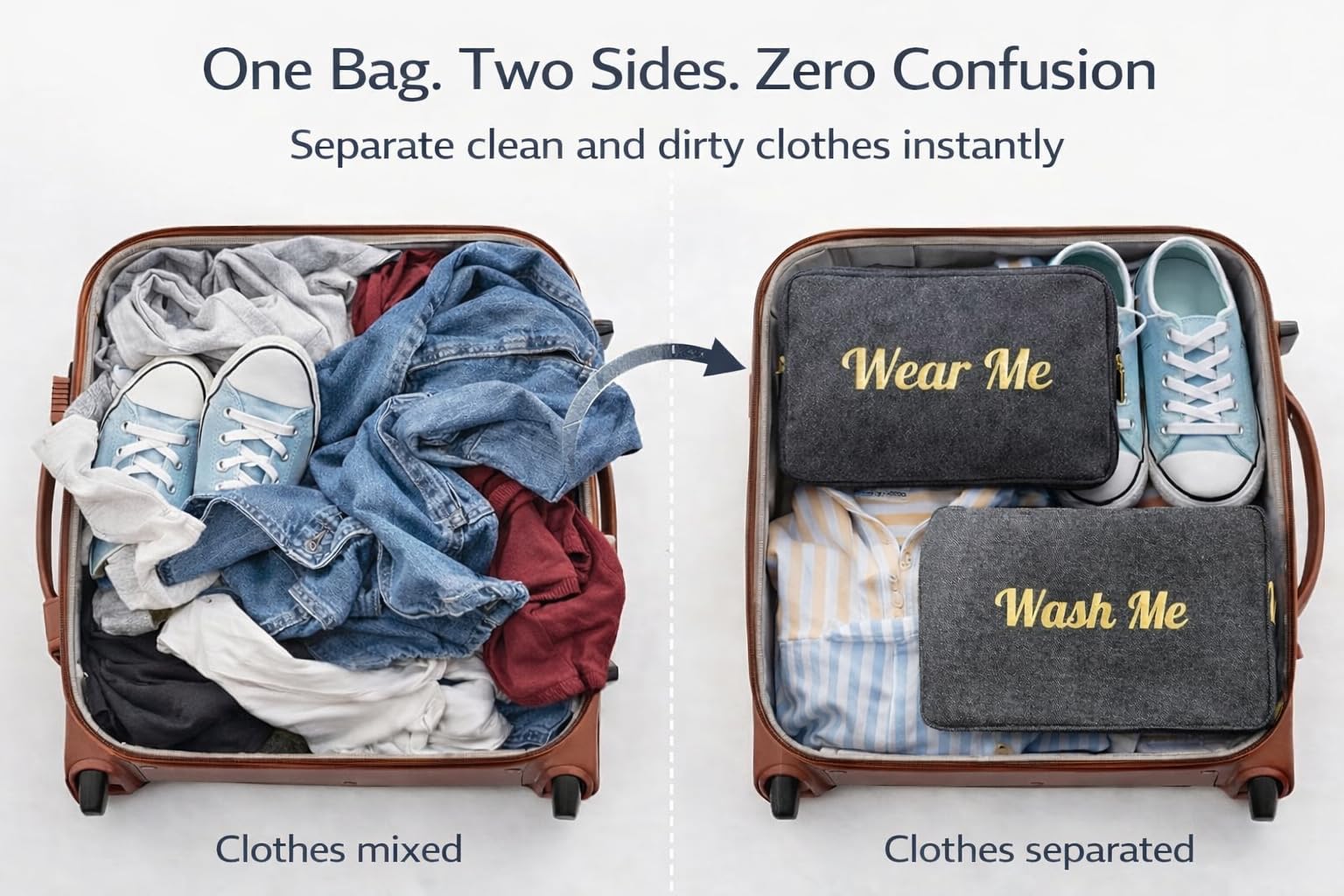 Amazon.com: Travel Laundry Bag – Wear Me Wash Me 2-Sided Organizer