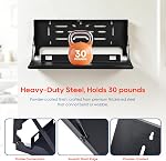 2026 Upgrade Flip Down Keyboard Wall Mount with Wrist Rest, 24 Inch Foldable Wall Mount Keyboard Tray, Keyboard and Mouse Platform Tray for Offices and Studios, Included Leather Mouse Pad, Pen Holder