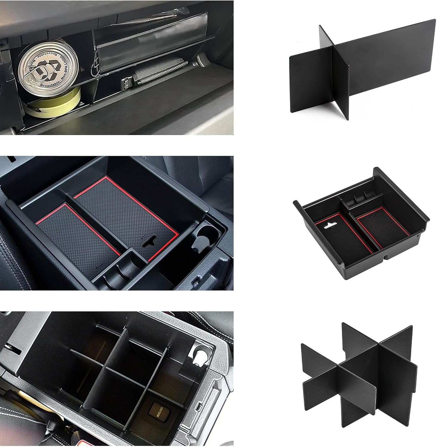 x xotic tech Interior Car Center Console Armrest Box Secondary Storage Coin Holder Tray Organizer + Bottom Divider + Glove Box Divider, Compatible with Toyota 4Runner 2010-2023