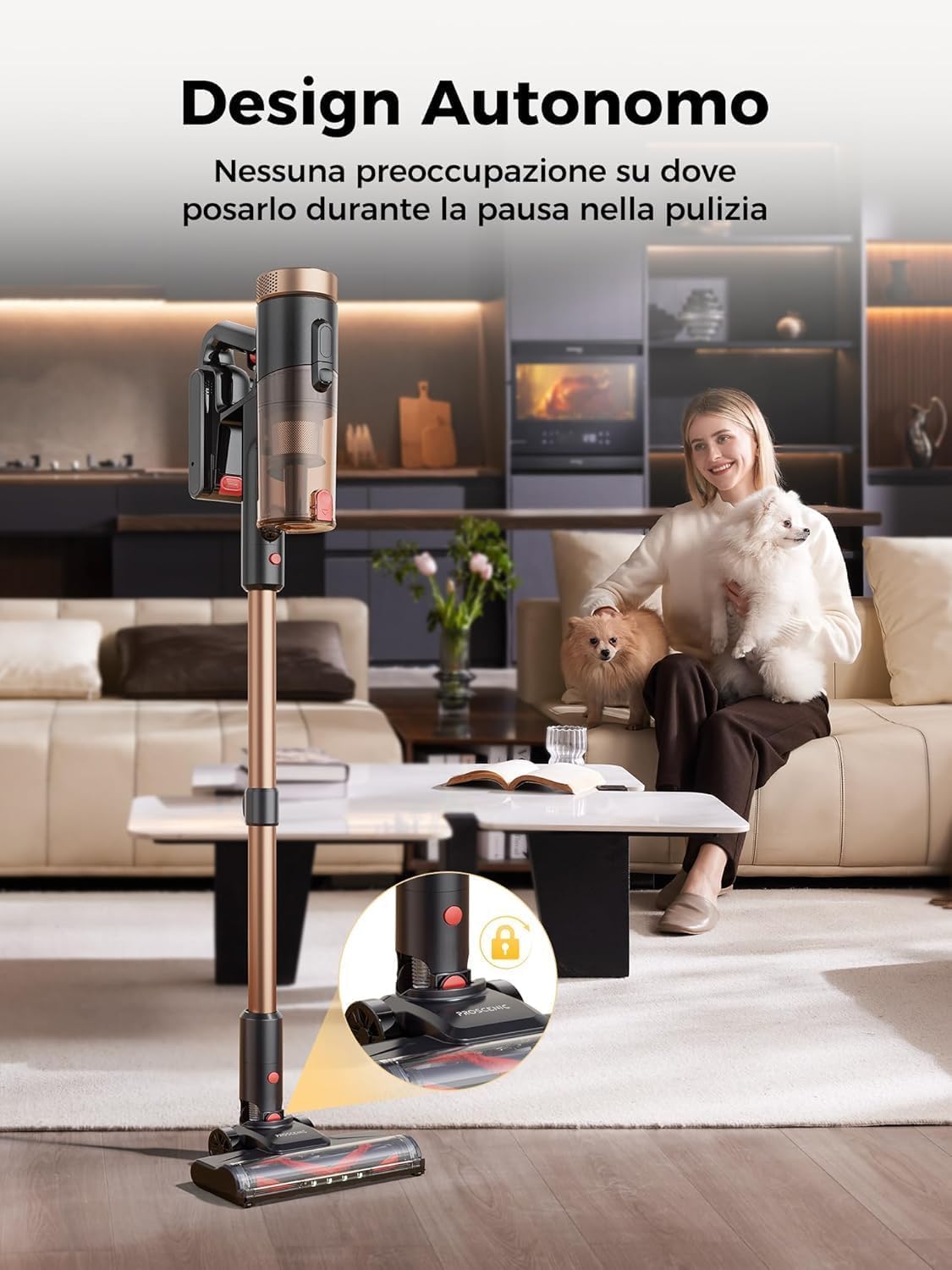 Proscenic P11 Ultra+ Aspirapolvere senza Fili Potente 500W/50Min/50KPA, Scopa Elettrica senza Fili con Spazzola Anti-Groviglio, Display LED, Batteria Rimovibile, per Pavimenti/Tappeti/Peli