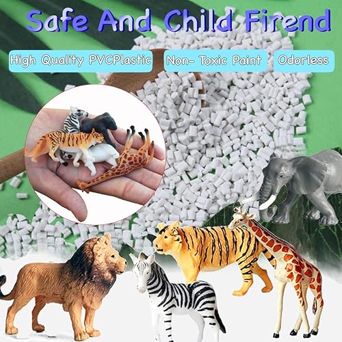 Miniatura 3 de 12 piezas de figuras de juguetes realistas, minifiguras de animales de safari de zoológico, juego educativo de plástico, suministros de fiesta