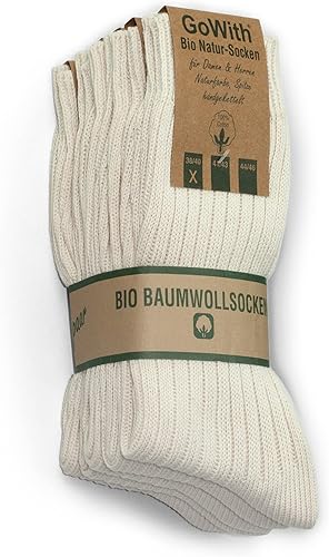 GoWith 4-5 pares de calcetines unisex naturales 97% algodón, calcetines de tripa puros, cómodos, acogedores, transpirables, sin costuras, casuales