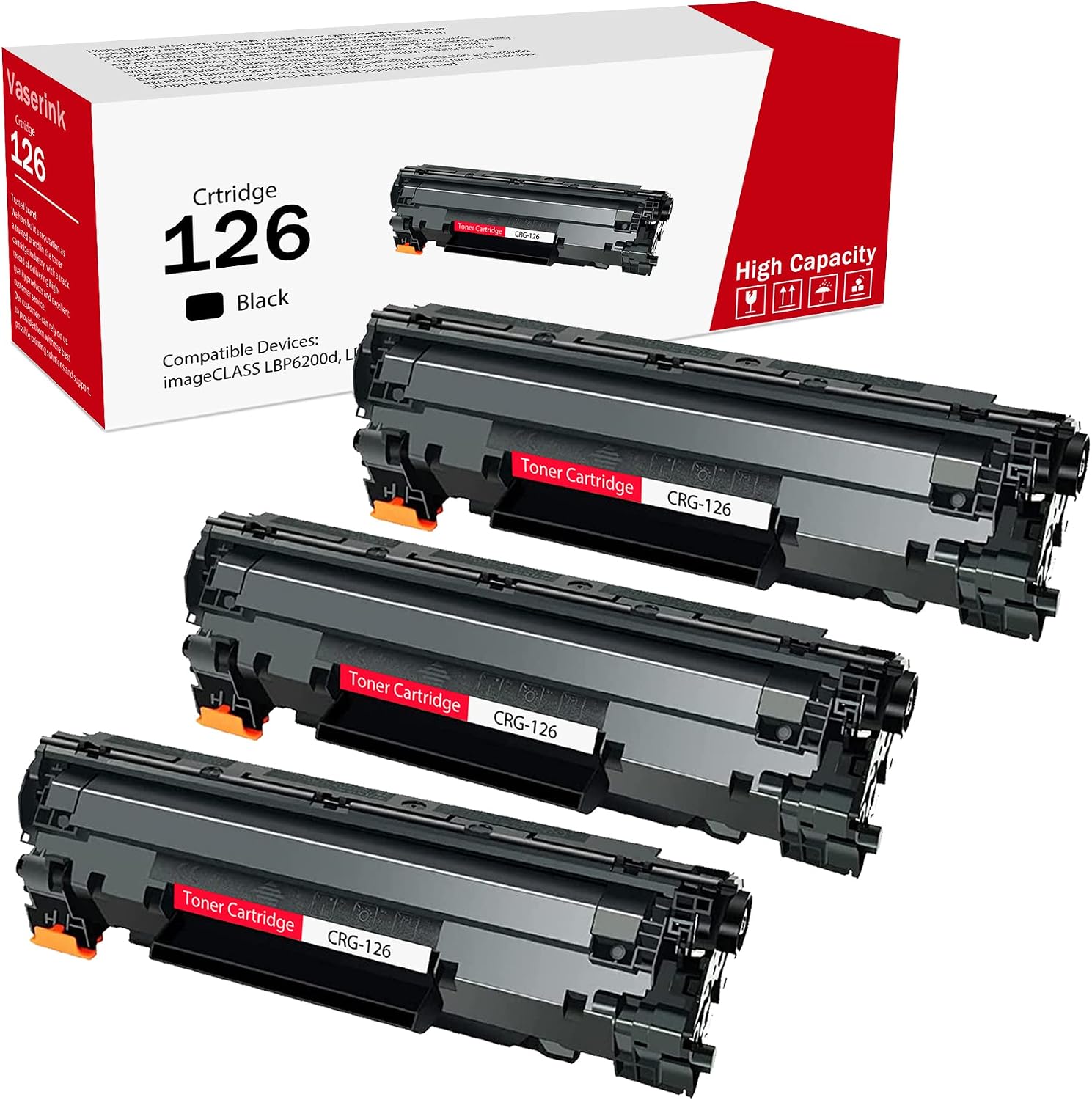 Lotto 5 Toner Neri CRG126 Per Canon ImageClass LBP6200d / LBP6230dn | Multipack