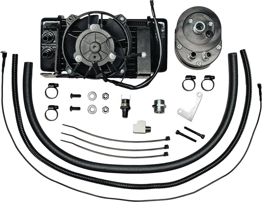 Jagg 751-FP2400 Horizontal Low-Mount 10 Row Fan-Assisted Oil Cooler Kit - Black