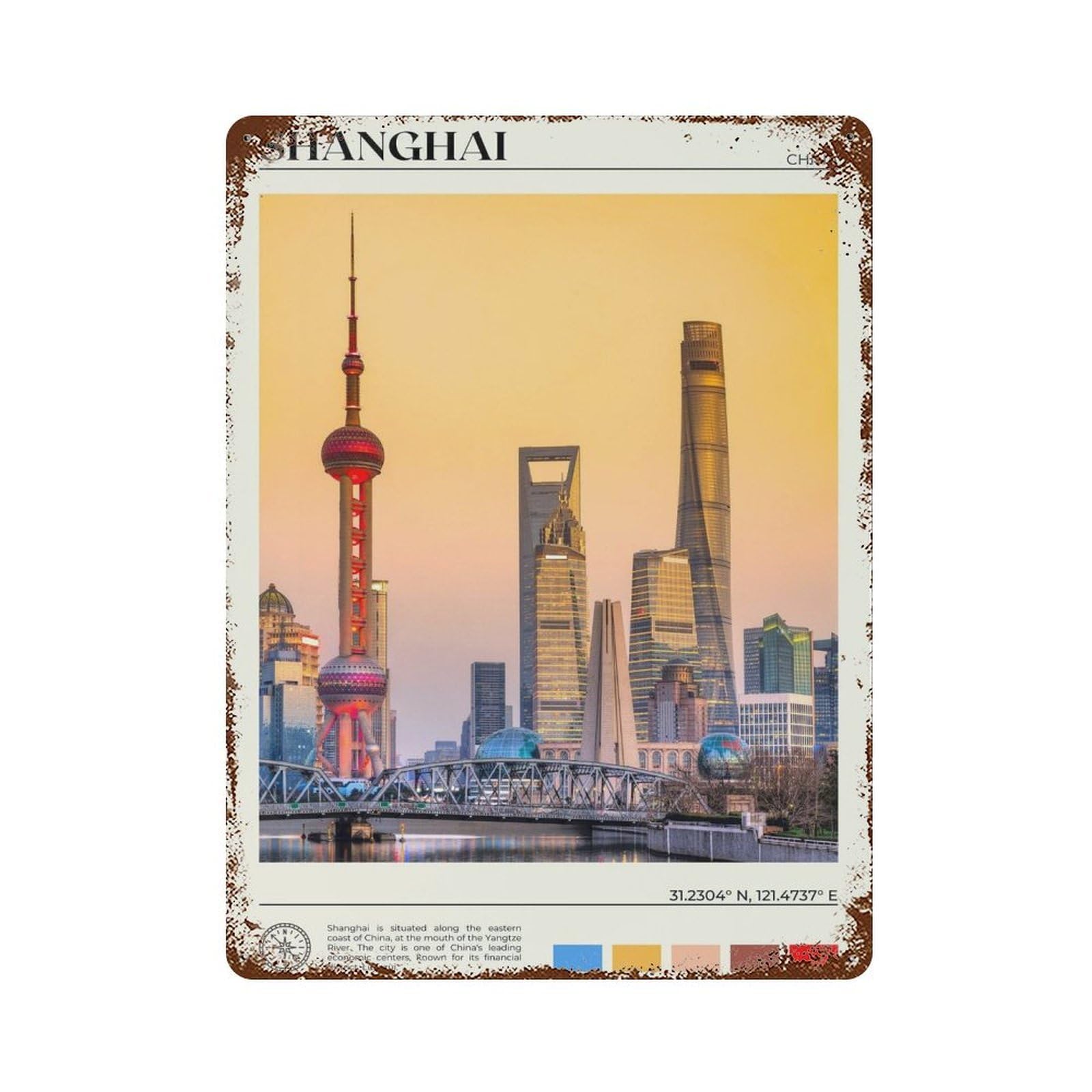 xiaoxiaoshen Real Photo Shanghai Decor China Wall Decor Art Metal Tin Poster Modern Home Decor Art Home Bar Shop Decorations Vintage Sign 40x30cm