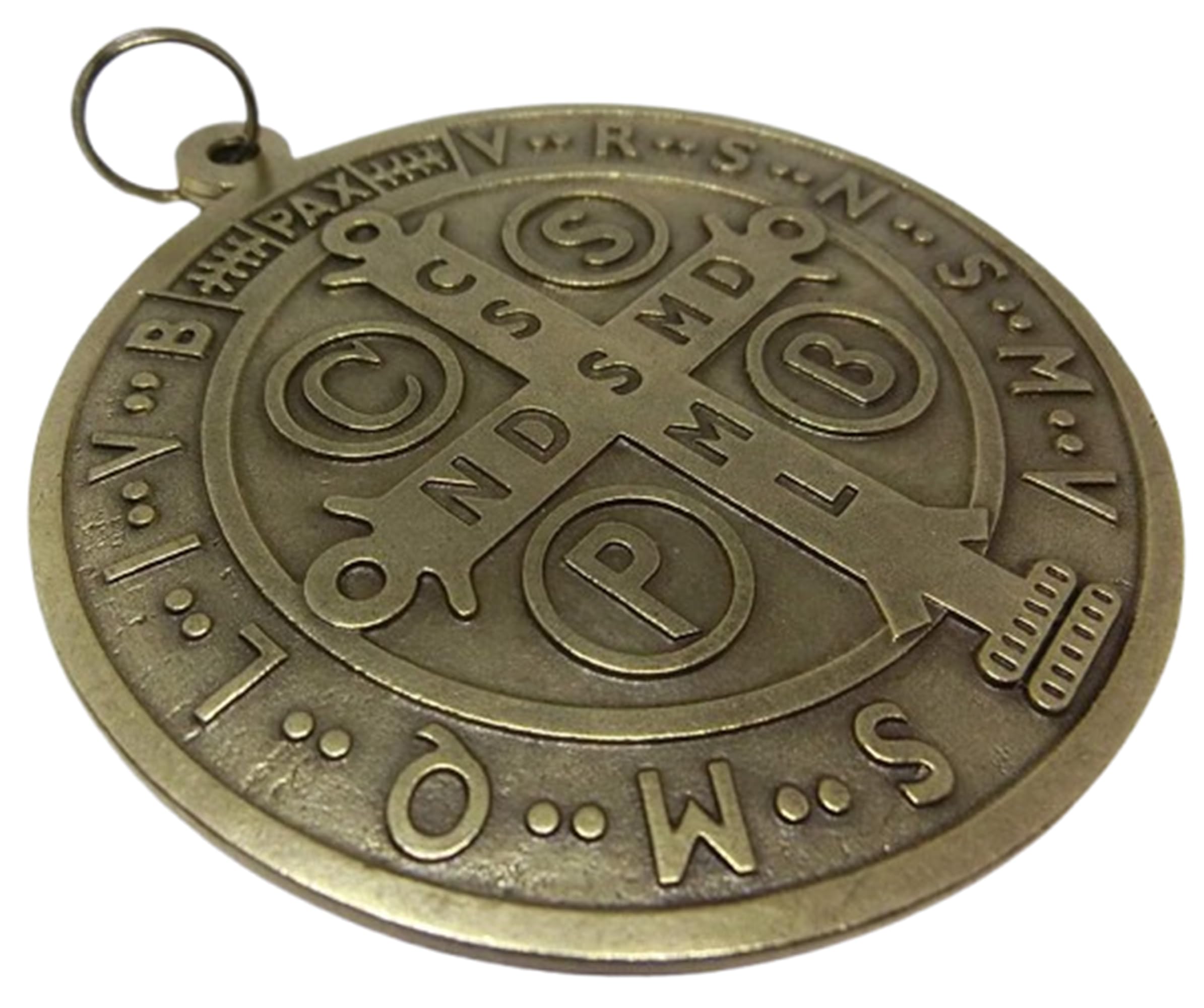 GTBITALY Medalla de cruz de San Benito de latón envejecido, tamaño 10 cm, para exorcistas, exorcistas, exorcismos, sacerdotes, iglesias, 60.400.40
