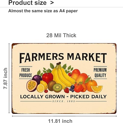 Miniatura 2 de Retro-Style Plates For Farmers Market Signs Posters Funny metal sign For Man Cave bathroom Farm Bedroom living room Kitchen Garage Wall Decor 8 * 12