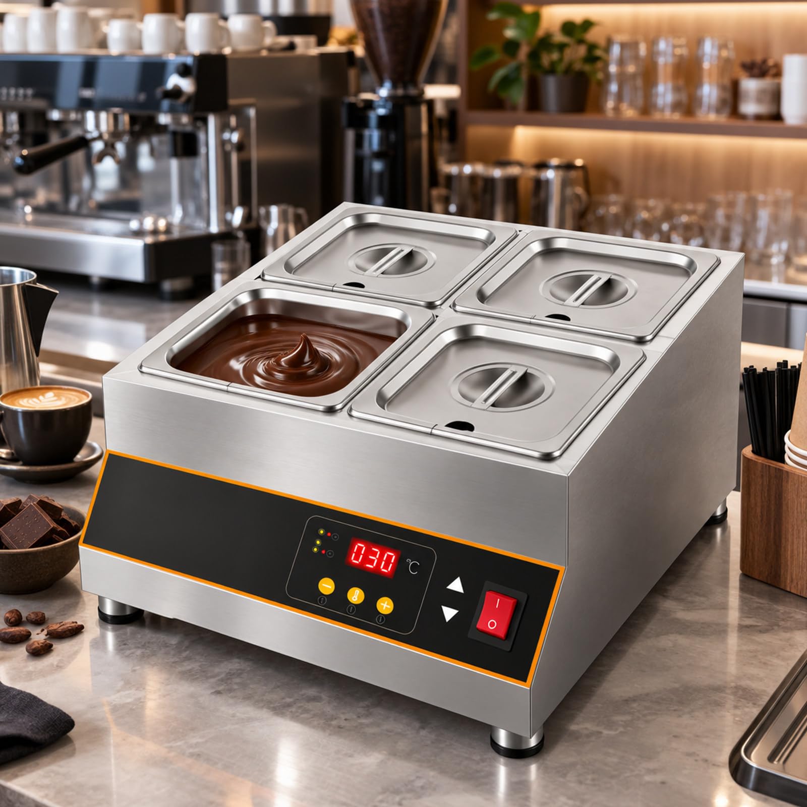Scioglitore Elettrico per Cioccolato, 500W 4-Tank