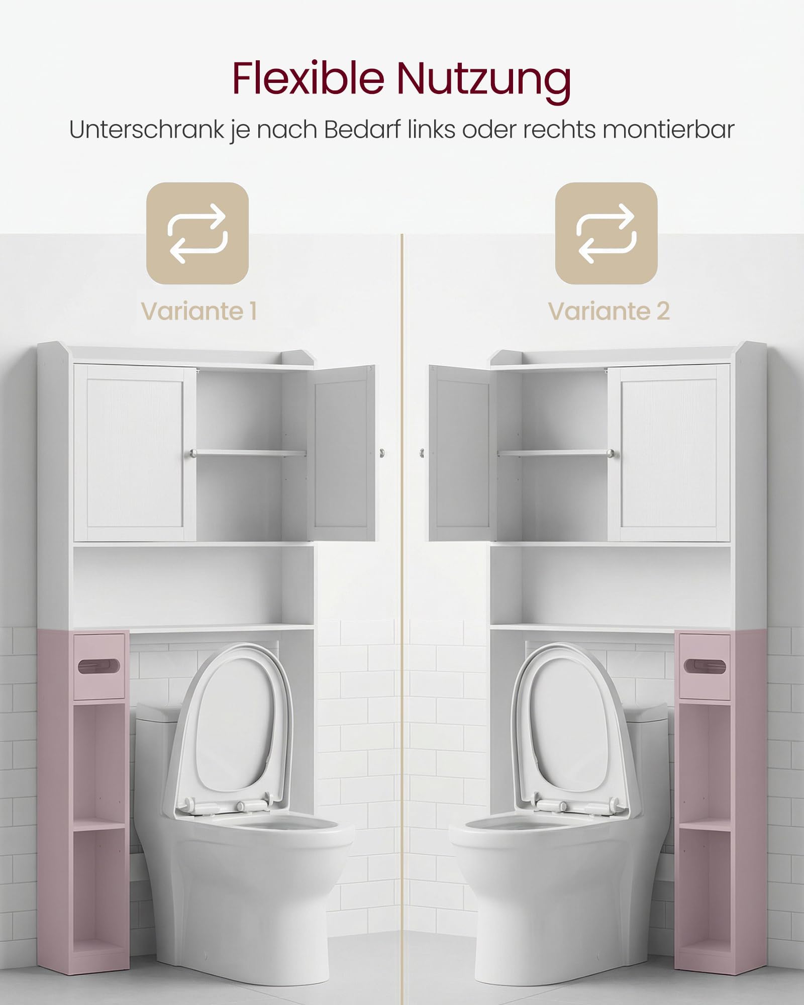 VASAGLE Toilettenregal, Badezimmerregal mit Schiebetür BTS018W01V1