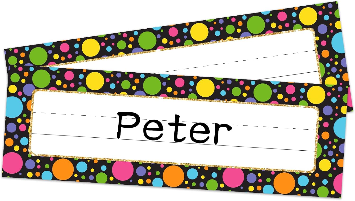 PETCEE 36Pcs Watercolor Dots Desk Name Plates for School