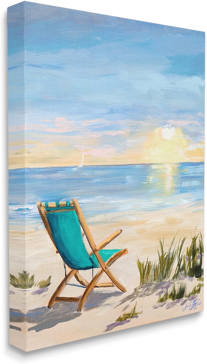 Stupell Industries Folding Chair Sunset Beach Landscape Summer Ombre Sky