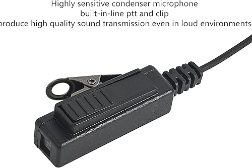 Miniatura 4 de XTS Accessories Walkie Talkie - Auricular de radio y micrófono compatible con Motorola XTS 1500 2250 2500 3000 5000 8000 (cableado, negro)