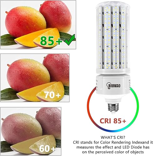 Miniatura 4 de RIUVAO Bombilla LED de maíz de 100 W, base E26E39, bombilla LED de maíz súper brillante de 15000 lm 5000 K, bombilla LED CFL equivalente a 1000 W,