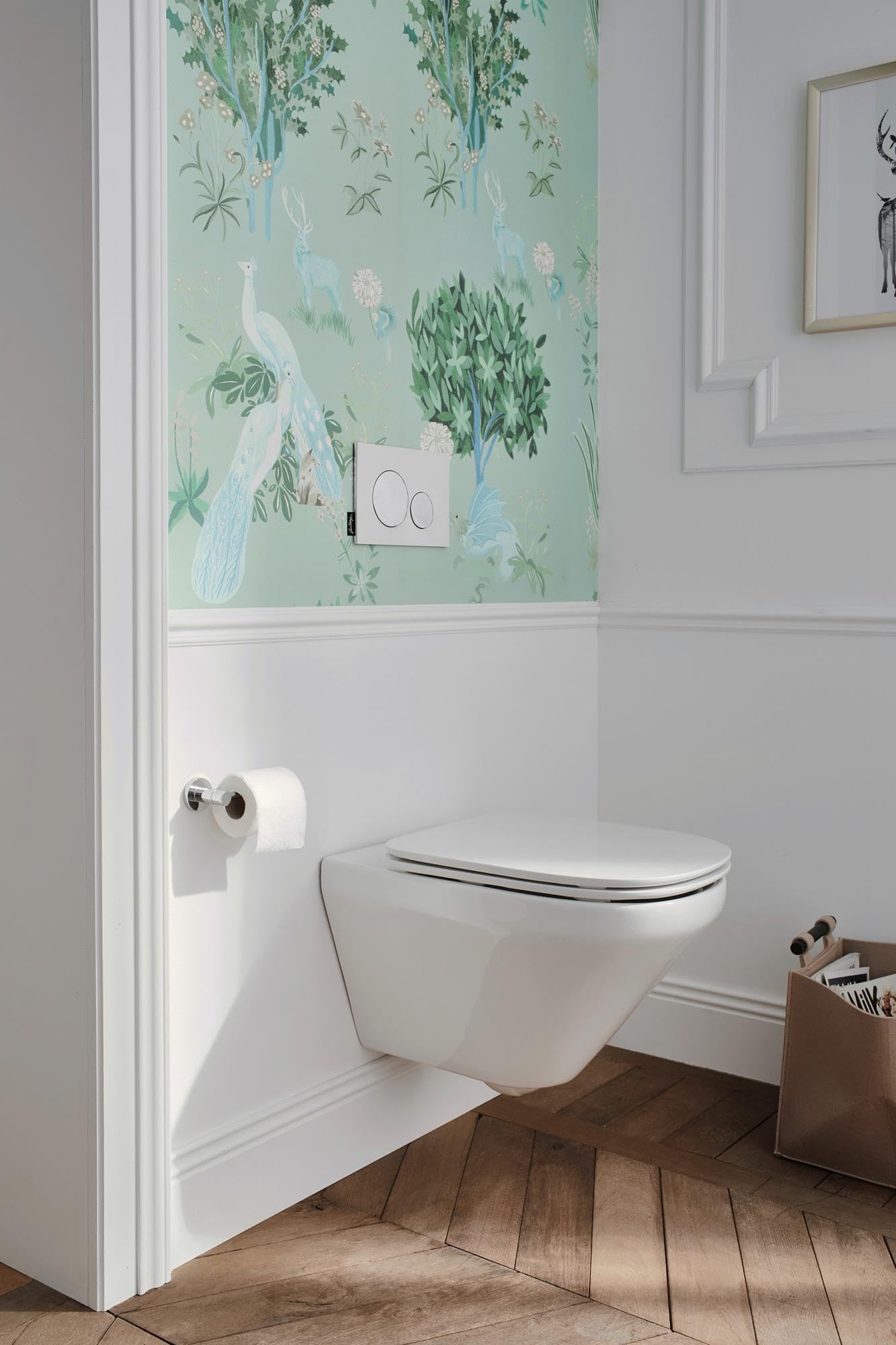 Jacob Delafon Plaque de Commande WC Blanc, Doubles Touches Rondes Blanc Mat | Compatible bâti-support Jacob Delafon. Installation ou rénovation