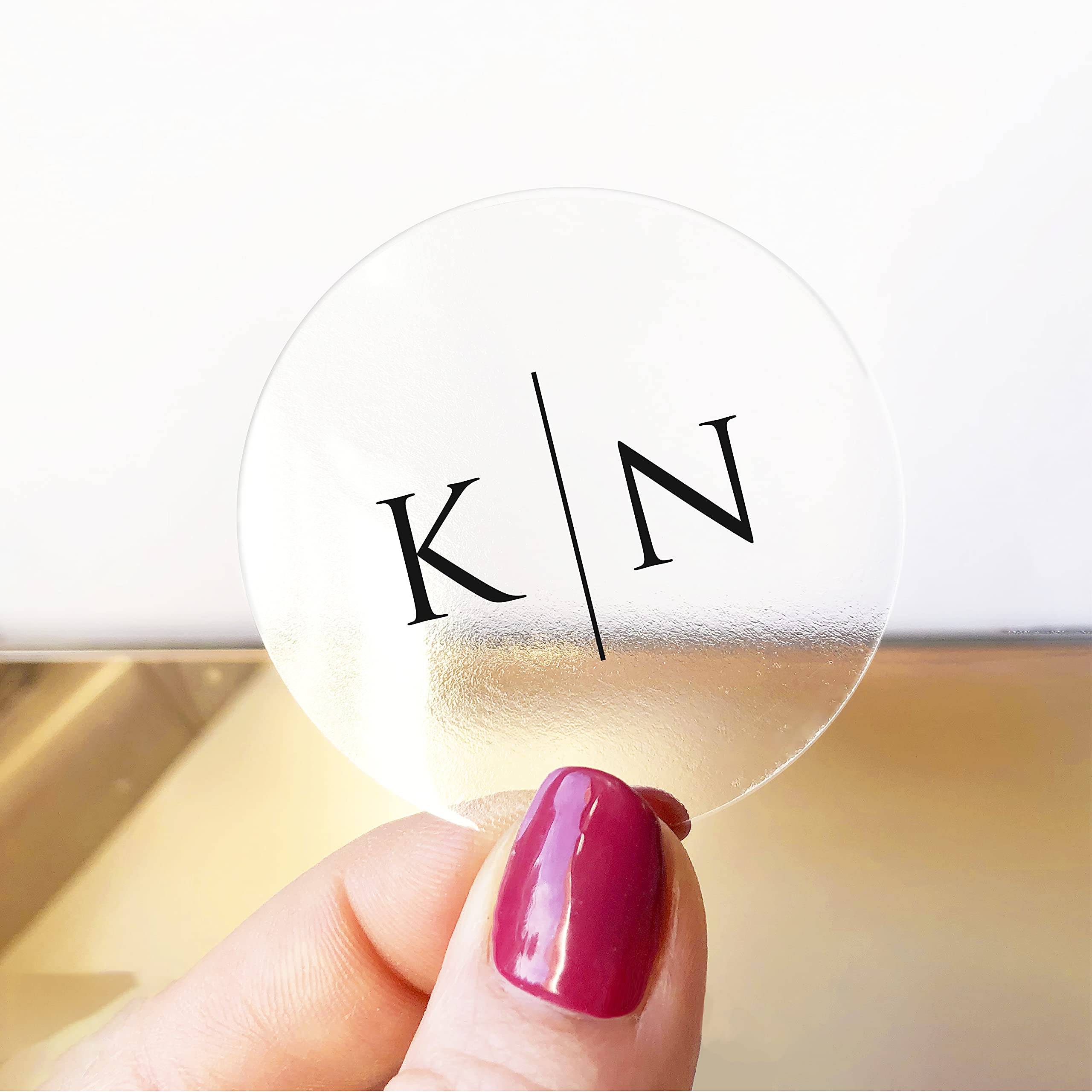 Clear Monogram Wedding Envelope Seals Gold Foil Personalized Stickers Clear Labels for Favors and Decor - RW25