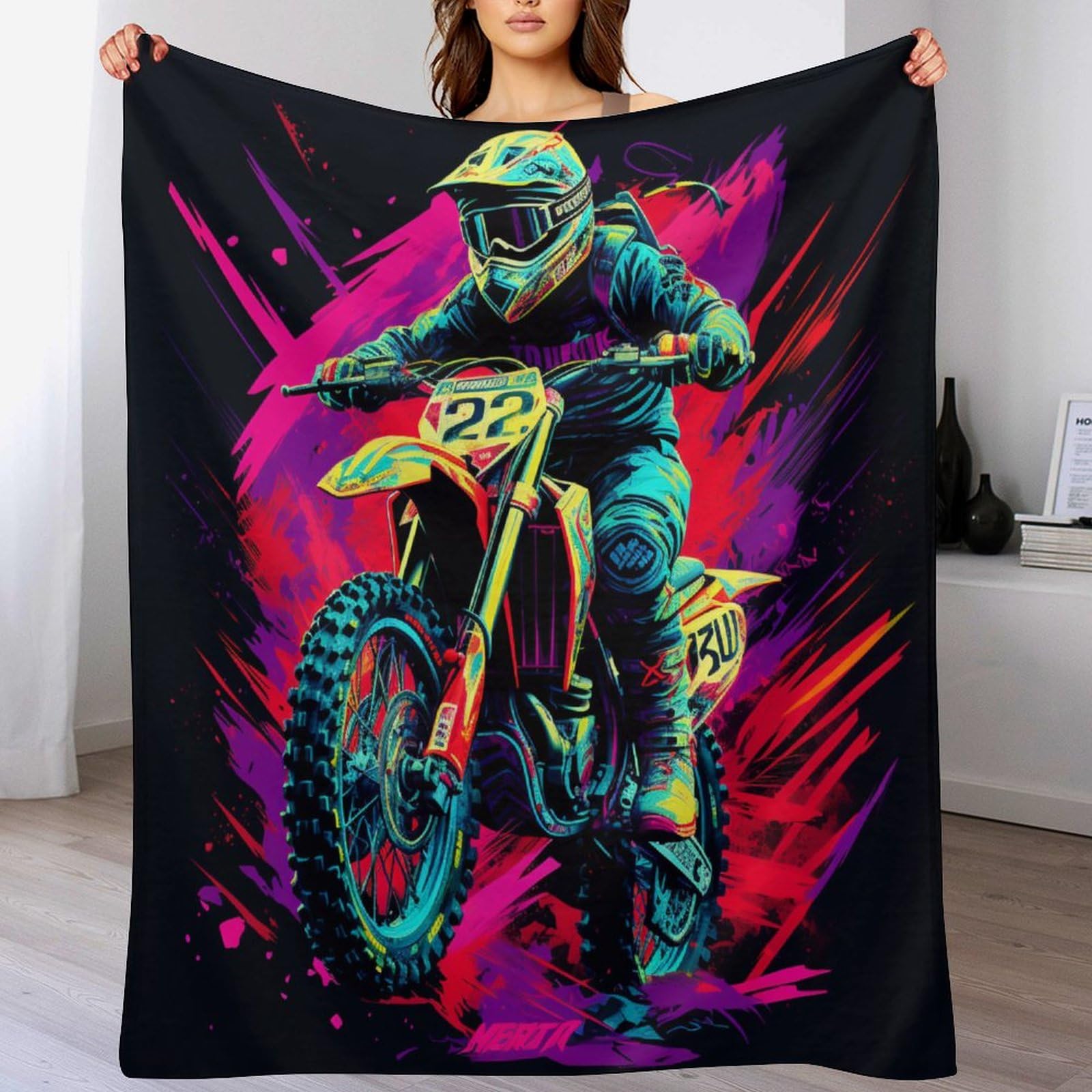 Couverture en moto 130x150cm plaid en flanelle douce