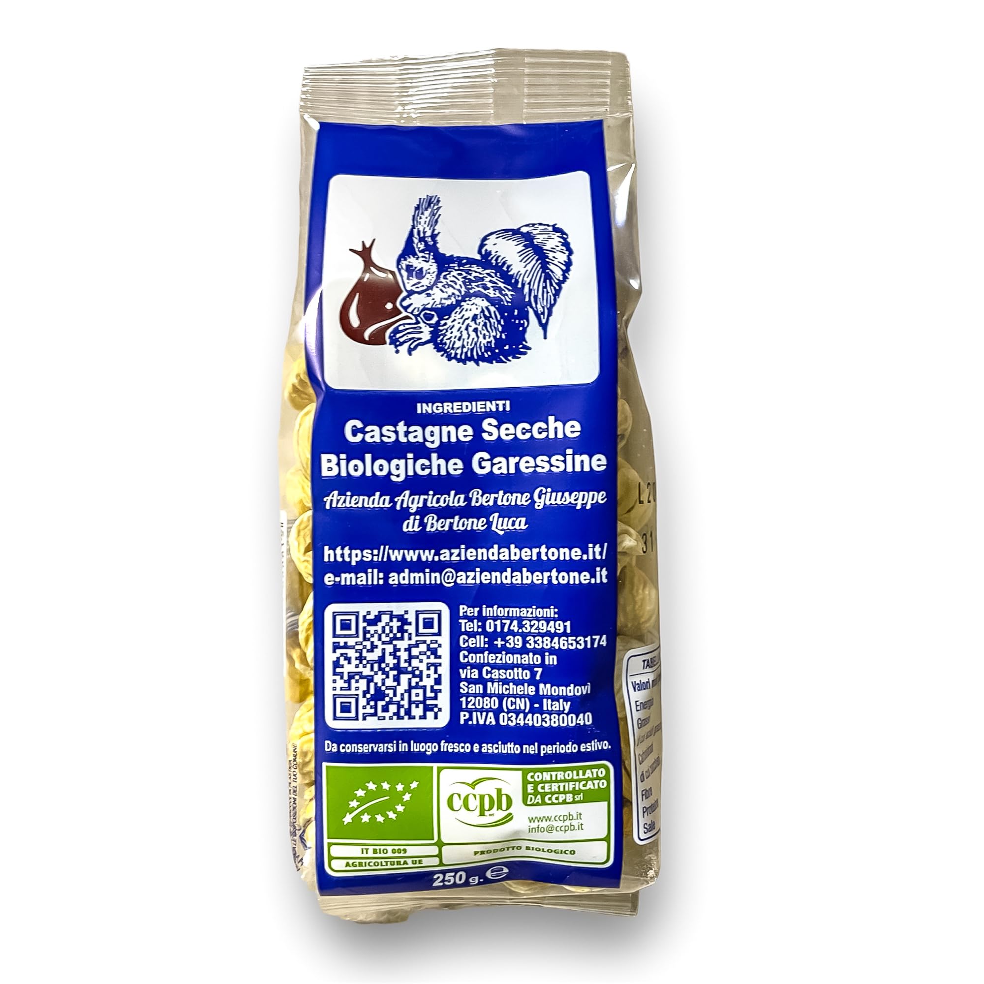 Castañas Secas Garessine Italiano Orgánico (1 Kg - 4 paquetes de 250g)