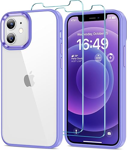 Miniatura 21 de HOOMIL Funda para iPhone 12/iPhone 12 Pro con 2 protectores de pantalla de vidrio templado, sin amarillamiento, protección contra caídas, arañazos,