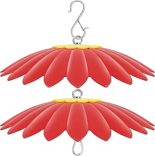 10.5 inch Hummingbird Feeder Shade Dome Cover,Rain Guard,Weather Guard for Bird Feeder, Umbrella Cover for Bird House for Outdoor,Squirrel Baffle,Flower Design(Red) 2 Pack