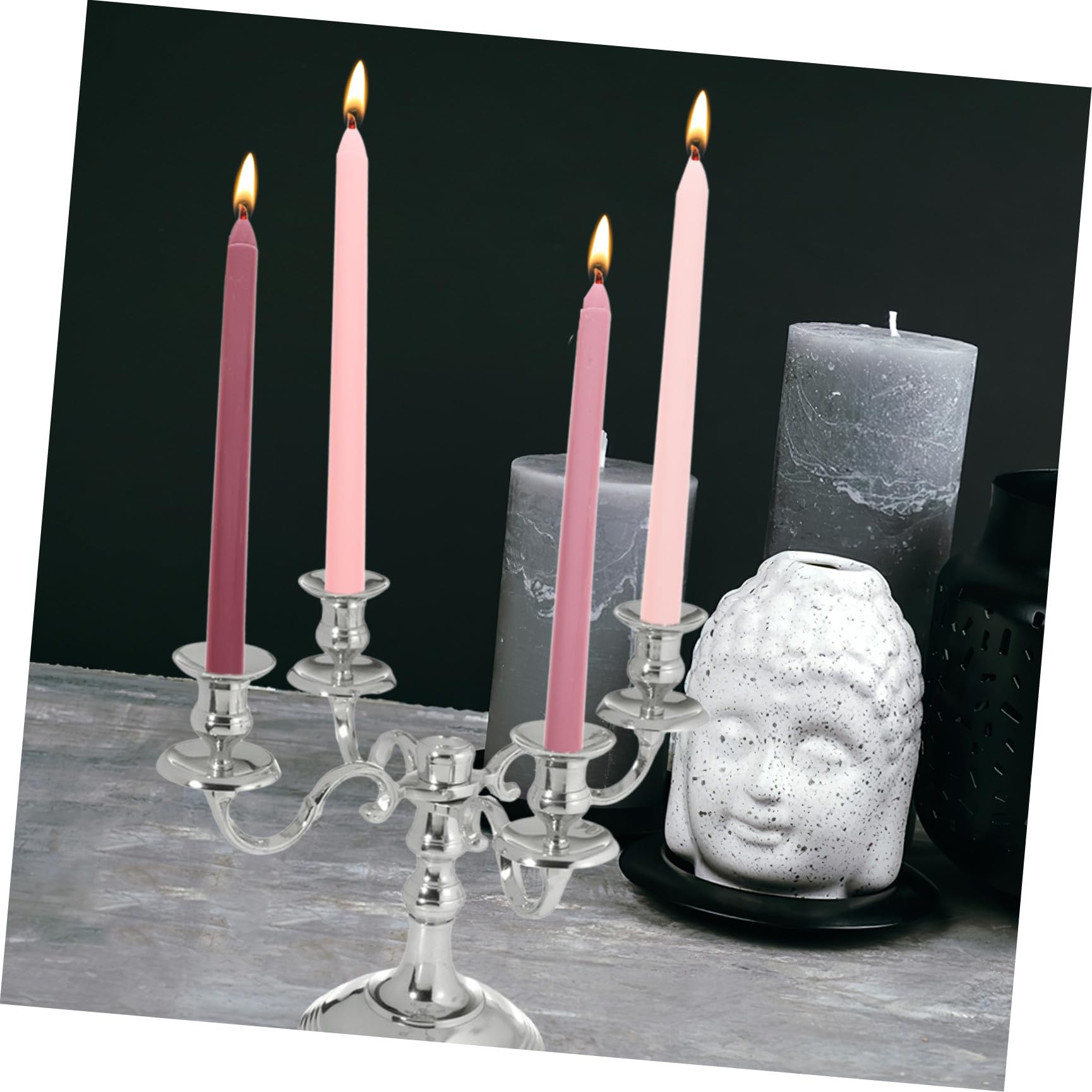 Gatuida Velas Perfumadas de Parafina sin Humo Diseño de Poste Largo Color Rosa Degradado 4 Unidades para Decoración Romántica de Bodas Cenas y Ambiente Hogareño