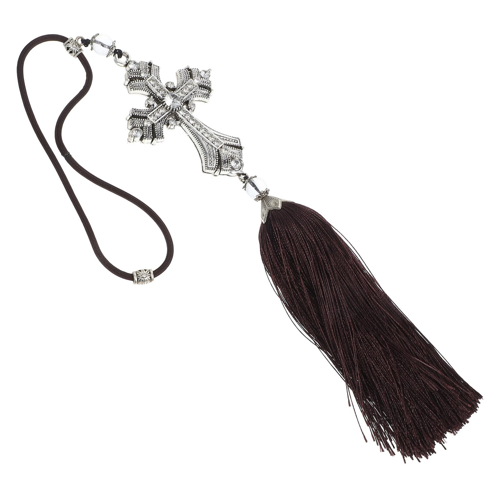 Car Interior Hanging Pendant Cross Charm with Alloy Crystal Rhinestones, Rearview Mirror Ornament for Vehicle Decoration, Car Mirror Accessories for Dashboard and Travel