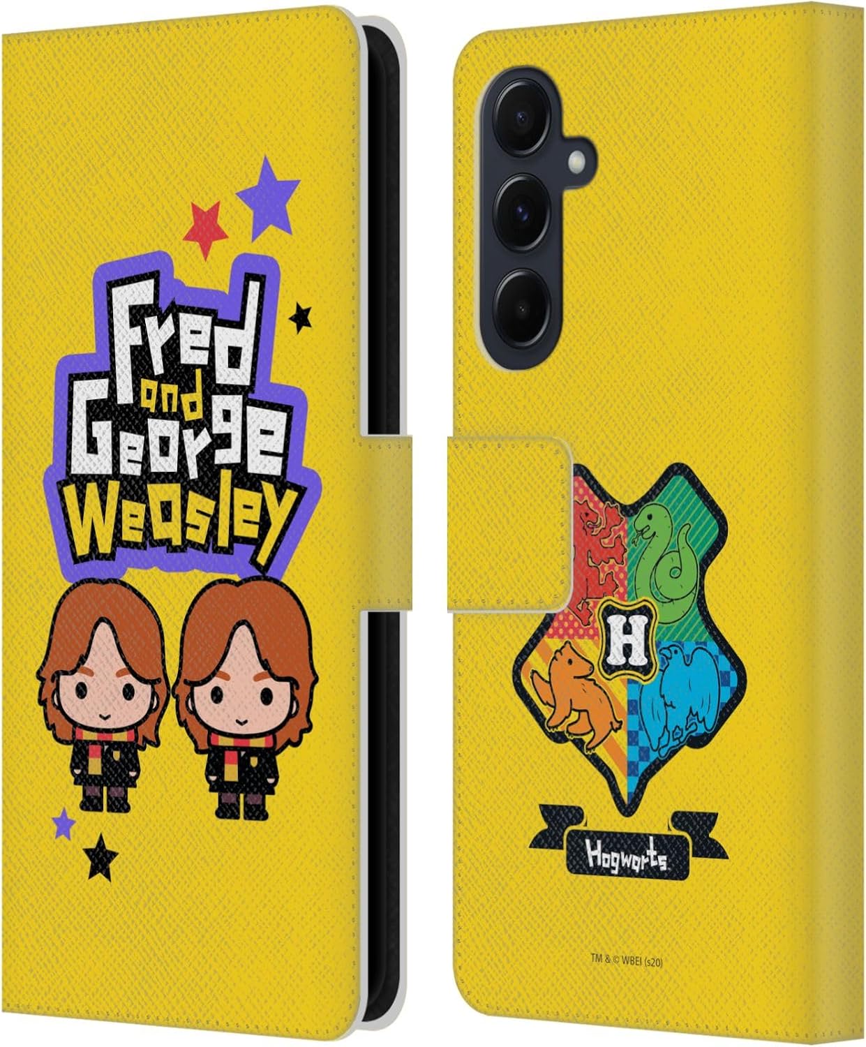 Head Case Designs Officially Licensed Harry Potter Fred & George Weasley Deathly Hallows XXVIII Leather Wallet Case Compatible with Samsung Galaxy A55 5G