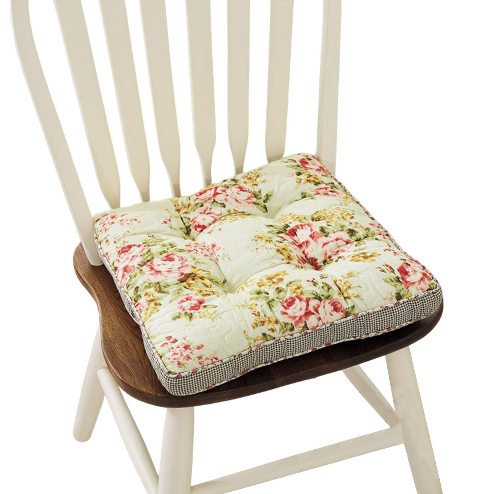 Huierxun Boho Cotton Quilted Chair Cushion for Dining Chairs Non Slip Soft Comfortable Chair Pads with Ties Patchwork Printed Seat Cushion for Kitchen