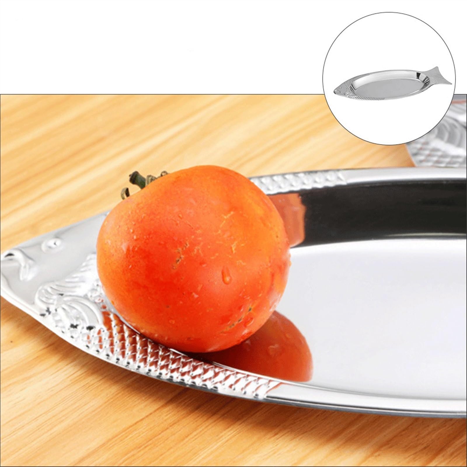 GRFIT Piatto di servizio Piatto da portata in acciaio inossidabile Piatto da portata for ristorante Piatto da pesce ovale fumante Vassoio da cucina for spuntino a forma di pesce Piatti