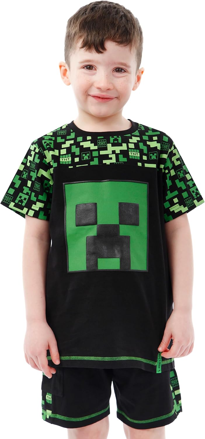 Minecraft Tshirt And Shorts Set | Creeper Boys Tshirts And Summer Shorts | Gamer Boys Summer Outfits