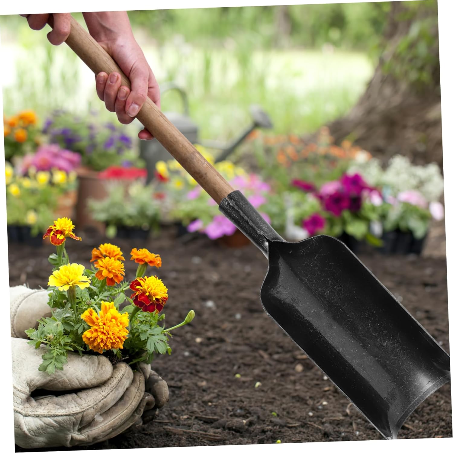 Luoyang Shovel Manganese Steel Garden Shovel for Digging Planting Weeding Easy Handle Outdoor Essential Tool