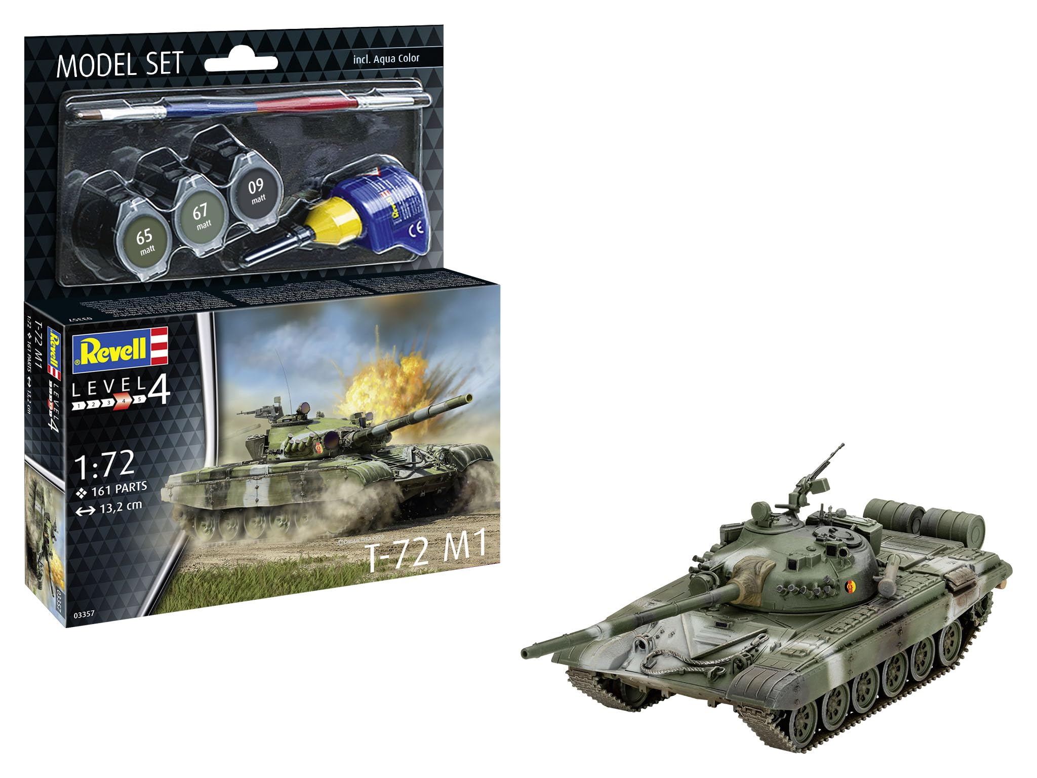Revell 63357 Model Set T-72 M1 1:72 Scale Unbuilt/Unpainted Plastic Model Kit with Accessories, Multicoloured, 1:72 Maßstab
