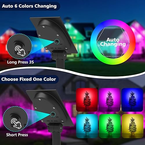 Miniatura 4 de Focos solares que cambian de color para exteriores, 20 focos LED solares de color IP65, luces solares para exteriores, impermeables,