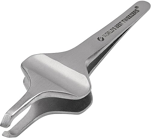 World's Best Tweezers - Pinzas de mariposa de diamante, pinzas de precisión de punta inclinada de agarre ancho para depilación de cejas, facial y