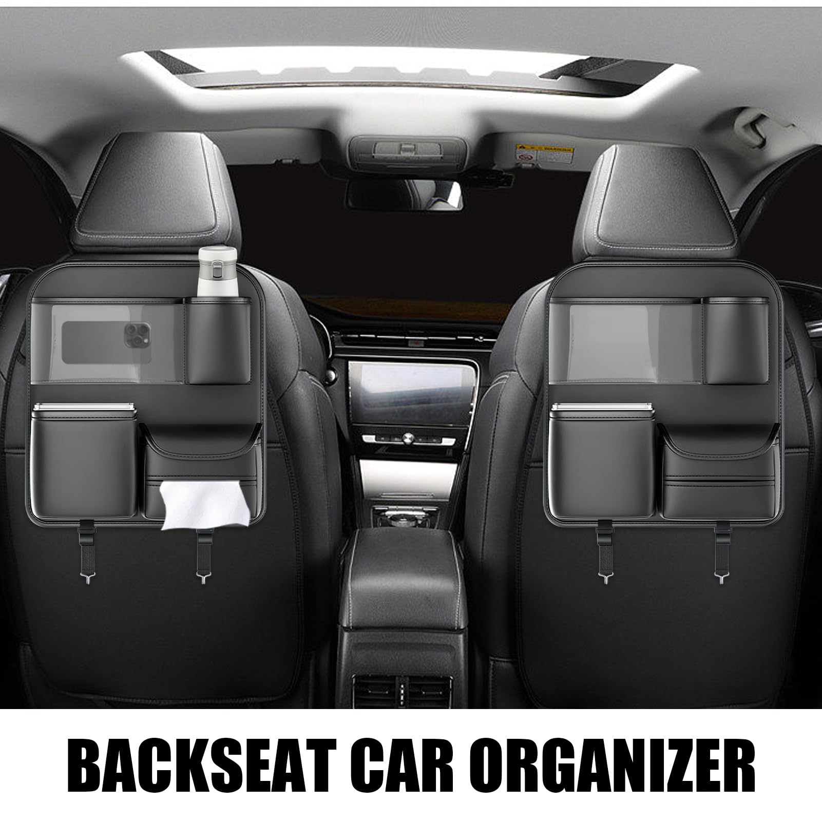 Organizzatore di auto sul sedile posteriore, organizzatore di auto sul | Porta del telefono touch screen per sacchetto imper