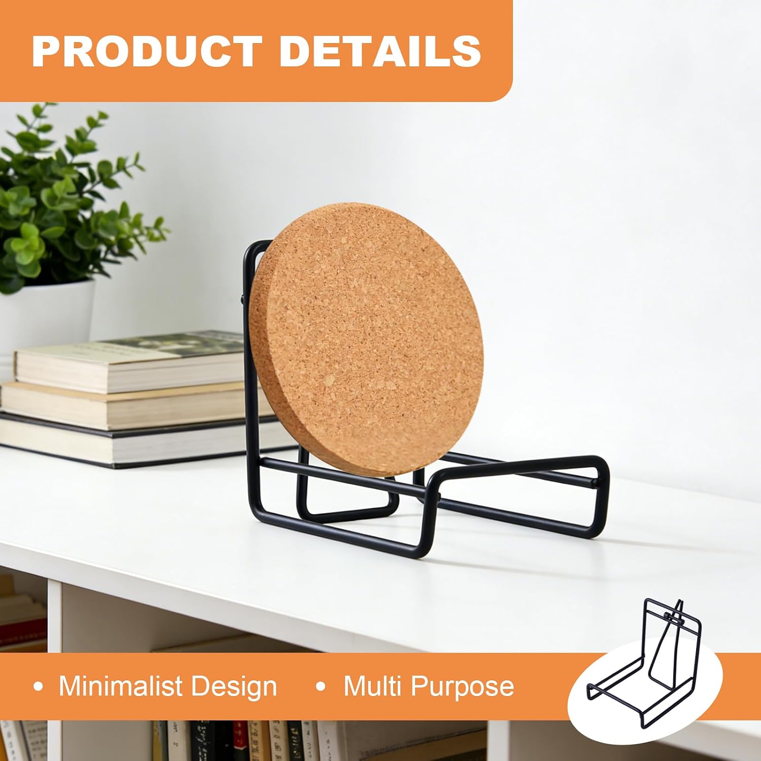 12PCS Coaster Holder for Round and Square Coasters, Matte Black Metal Coaster Holders for Tabletop, Iron Coaster Display Stand Storage Rack (Coaster Holders Without Coasters), 7.5x8.8x8.8CM