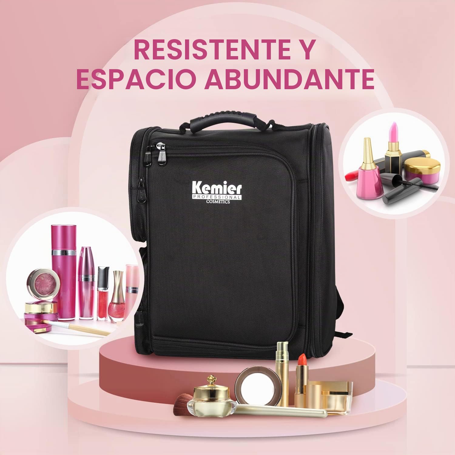 Neceser de maquillaje profesional con bolsas transparentes para cosméticos de viaje, color negro, Negro , 1 Stück (1er Pack), Mochilas de viaje