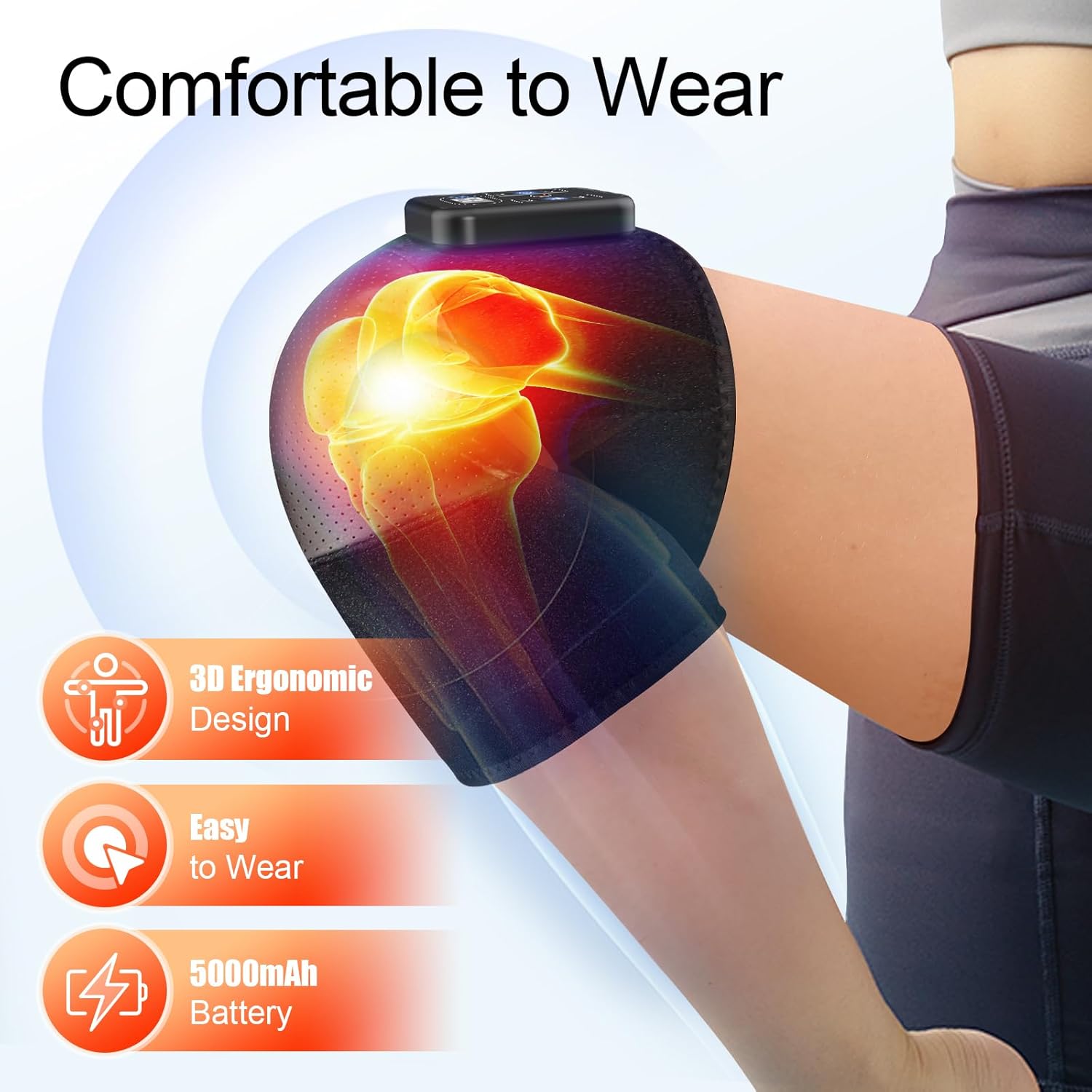 Knee Massager with Heat and Vibration Massage, Knee Brace Pain Relief for Joints Elbow Shoulder Ligament - Image 5