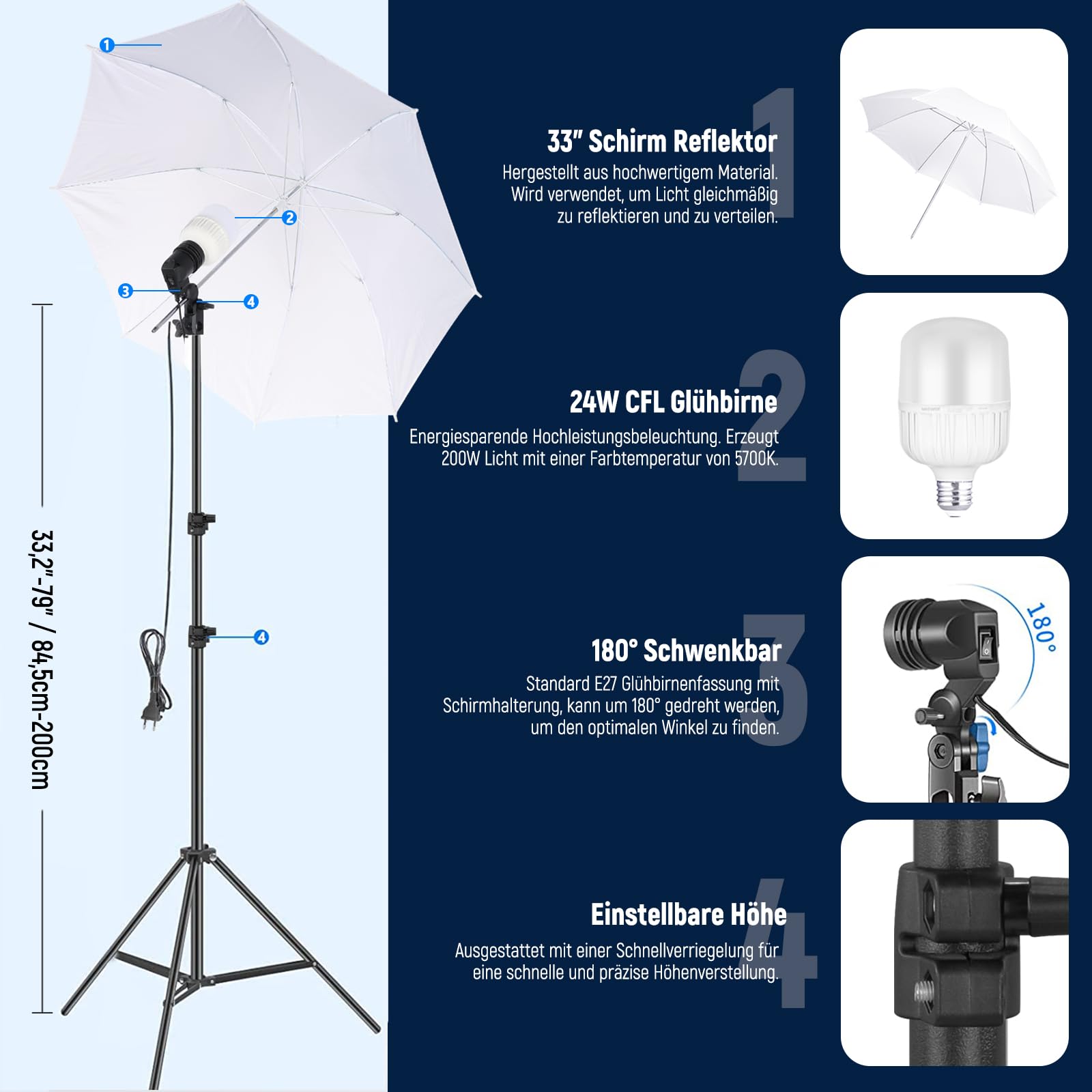 NEEWER Fotografie Dauerlicht Set mit Hintergründen, 2,6x3m Stative, 5700K, 800W, Äquivalent 24W LED Glühbirnen, Schirmen, Softboxen, Reinigungstuch, Fotostudio Leuchte Set für Videoaufnahmen Streaming