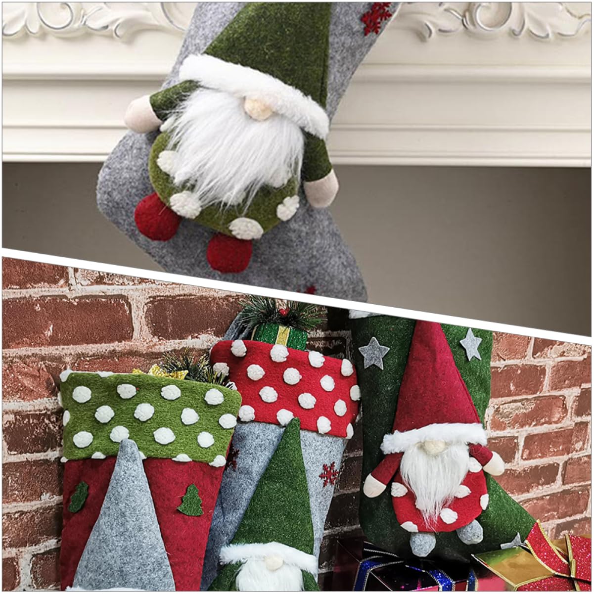 Toyvian 3pezzi Calza di Natale Grande per Appendere Calza Regalo della Befana Decorazione Natalizia di Calze per Albero di Natale Sacchetto per Calze Forma di Cartone Animato