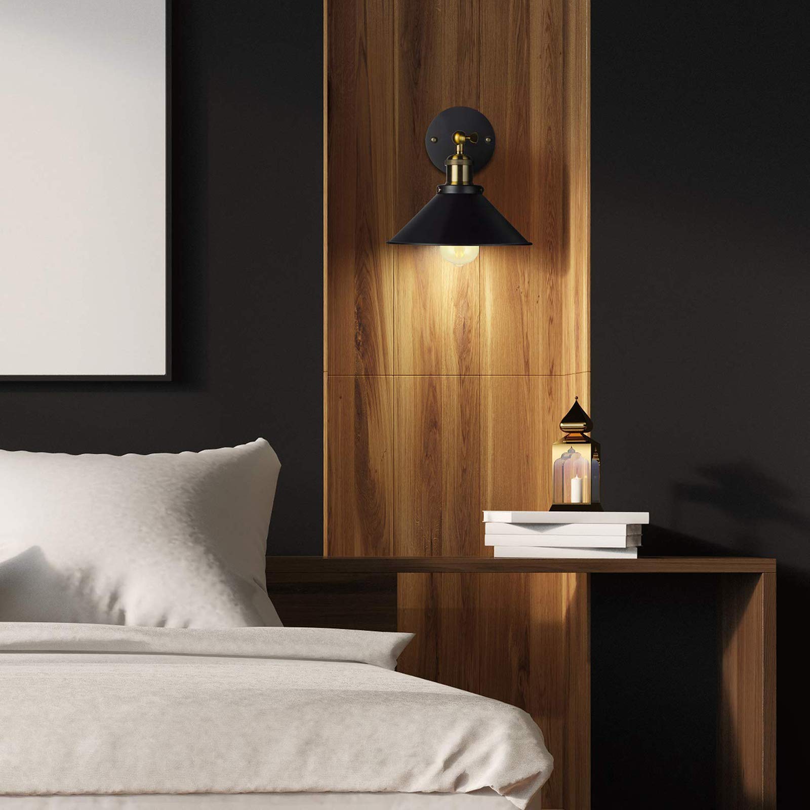 Plug-in Wall Sconce With On/Off Switch – Industrial Farmhouse Wall Lamp | Black Metal Gooseneck | Easy Install For Bedroom, Living Room - View #6